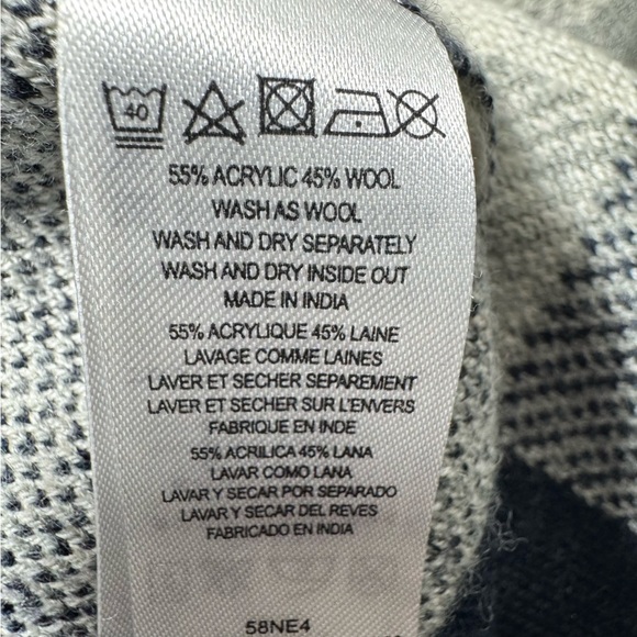 French Connection Wool Plaid Full Zip Hooded Sweater Size Large - Picture 10 of 10